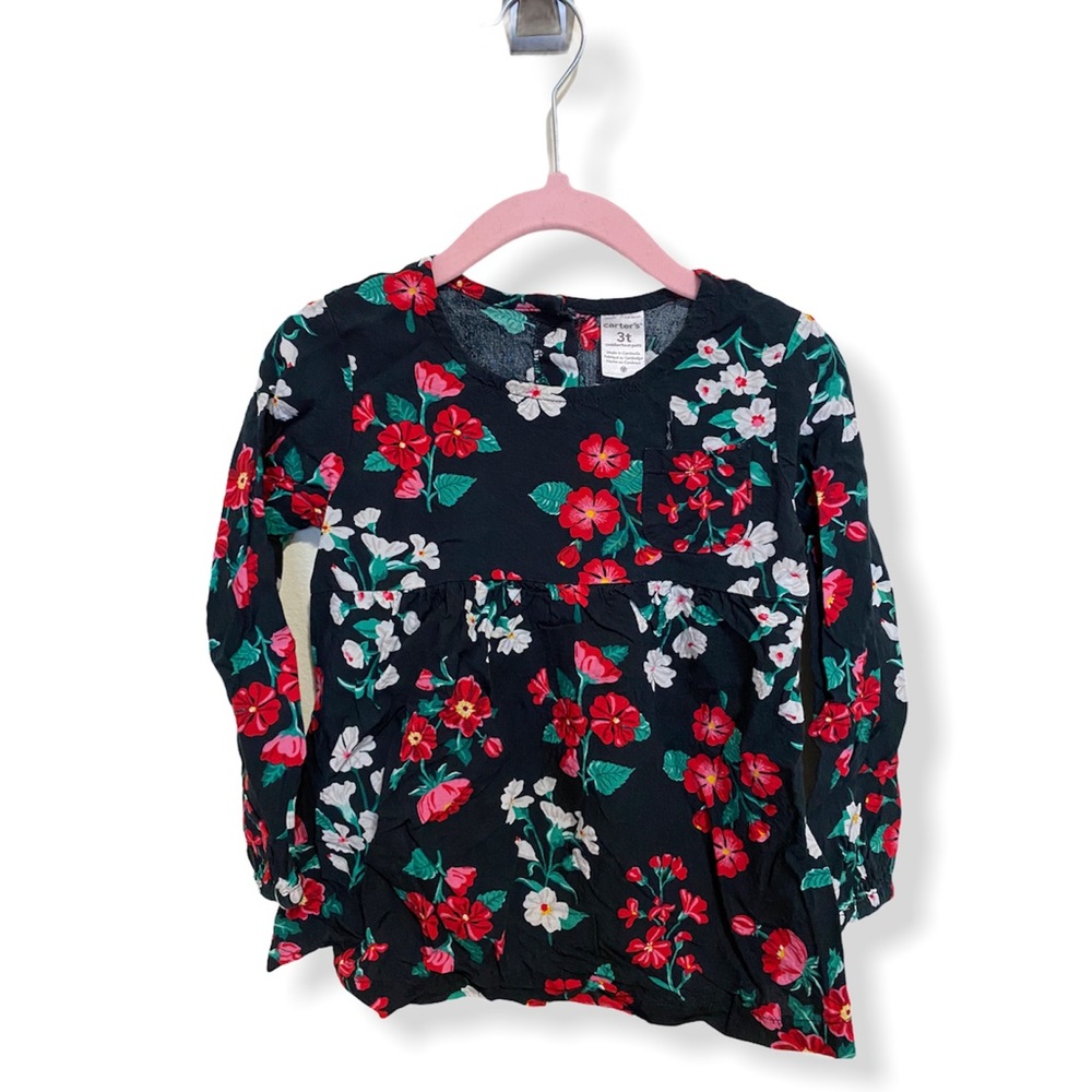 [3 for $15] Black Floral Toddler Shirt